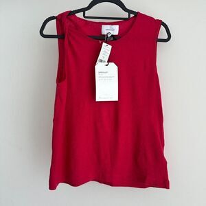 Current Elliott Tank Top Womens XS 0 Red Linen Cotton Elevated Basic Natural